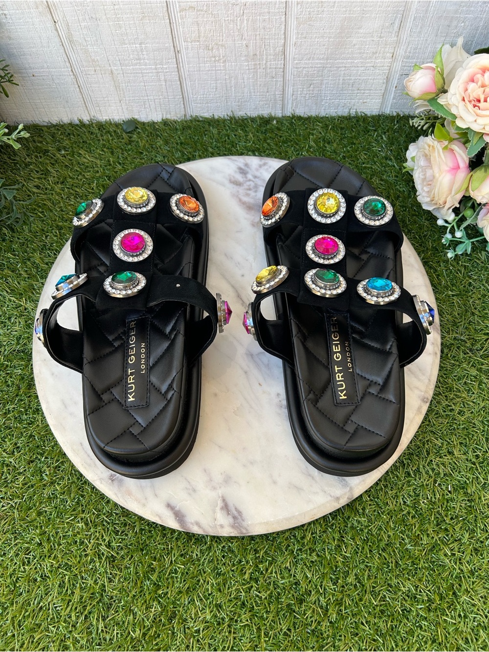 KURT GEIGER LONDON ORSON CRYSTAL SANDAL black 
$150  size 41 US 10.5 new /no box - Picture 7 of 16